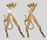 2015 anthro breasts brown_body brown_fur clothed clothing david_lillie domestic_cat dreamkeepers felid feline felis female fur genitals grey_background hair mammal multiple_versions nipples nude off/on paws porn_cat pussy shirt simple_background solo topwear underwear