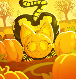 :3 all_fours ass_up black_bodysuit black_clothing black_skinsuit black_tail bodysuit butt clothed clothed_female clothed_humanoid clothing costume detailed_background empty_eyes female female_humanoid food for_a_head fruit glistening glistening_bodysuit glistening_clothing glistening_skinsuit halloween_costume holidays looking_at_viewer multicolored_bodysuit multicolored_clothing multicolored_skinsuit multicolored_tail plant pointy_ears pumpkin pumpkin_head pumpkin_patch raised_tail skeleton_costume skinsuit smile solo tail text tight_clothing tree two_tone_bodysuit two_tone_clothing two_tone_skinsuit wide_hips yellow_bodysuit yellow_clothing yellow_eyes yellow_nose yellow_skinsuit yellow_tail arzy_parzy epic_games fortnite halloween spice_(fortnite) animal_humanoid cat_humanoid felid felid_humanoid feline feline_humanoid humanoid mammal mammal_humanoid object_head 2025 artist_name digital_media_(artwork) hi_res