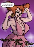 anthro award big_breasts breasts cleavage clothed clothing dialogue disney dress english_text felid female goof_troop hi_res mammal mature_anthro mature_female peg_pete sketchybug solo text trophy