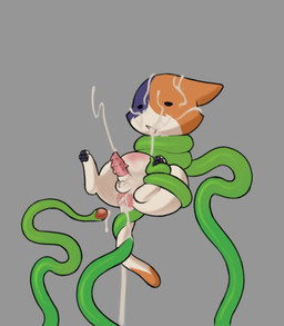 after_anal after_oral afterglow anus balls bodily_fluids cum cum_drip cum_from_ass cum_from_mouth cum_in_ass cum_in_mouth cum_inflation cum_inside cum_on_face cumshot dot_eyes dripping ejaculation feral forced fur genital_fluids genitals green_tentacles grey_background grey_body grey_fur half-closed_eyes inflation leaking_anus leaking_cum male male_feral narrowed_eyes orange_body orange_fur paws pivoted_ears plant_tentacles quadruped rape restrained restrained_by_tentacles restrained_legs restrained_tail sex simple_background simple_eyes solo suspended_via_tentacles suspension tan_body tan_fur tentacle_rape tentacle_sex tentacles tentacles_around_legs tentacles_around_tail three-quarter_view young young_feral young_male mrmystery_guy epic_games fortnite kit_(fortnite) calico_cat domestic_cat felid feline felis mammal 2026 digital_drawing_(artwork) digital_media_(artwork) shaded soft_shading