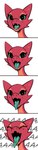 2018 aaaaaaaaaaa comic digital_media_(artwork) eyelashes eyes_closed fangs female green_sclera green_tongue headshot_portrait hi_res kobold looking_at_viewer meme open_mouth portrait red_body red_skin reptile scalie screaming simple_background solo sorc teeth text text_background tongue tongue_out white_background yelling