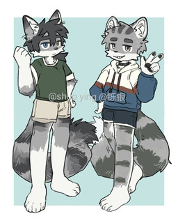 anthro collar duo male snow shuoying domestic_cat felid feline felis leopard mammal pantherine 4:5 hi_res