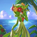 female flower green_hair hair long_legs narrow_hips not_furry palm_tree plant red_eyes slim thigh_gap thin_calves thin_legs thin_thighs tree magical_jim nintendo pokemon comfey gardevoir generation_3_pokemon generation_7_pokemon pokemon_(species) 1:1 2016