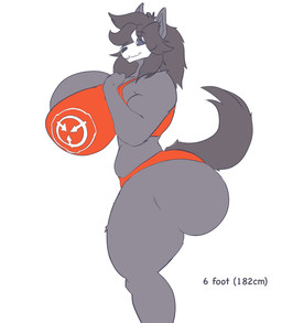 anthro big_breasts big_butt bikini black_body black_fur black_hair black_sclera bone breasts butt clothing eyebrows female fingers fur hair huge_breasts huge_butt orange_bikini orange_clothing orange_swimwear simple_background skull skull_head solo swimwear tail text two-piece_swimsuit white_background oleanderin scp_foundation scp-1471-a canid canine malo mammal 2025 hi_res