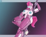 anthro big_breasts breasts cybernetics female hair horn machine metallic_body muscular muscular_anthro muscular_female nipples nude pink_hair pink_metal robotic simple_background solo tail unicorn_horn unibro_pi mythology huniepi cyborg equid equine mammal mythological_creature mythological_equine robot unicorn absurd_res digital_media_(artwork) hi_res