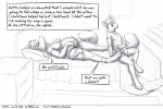 3:2 anthro bed bedroom canid canine comic dialogue duo english_text faf fafcomics female fox furniture greyscale hetty_(faf) jimmy_(faf) lying male mammal monochrome on_back overweight pillow text