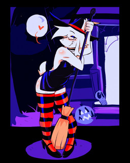 ambiguous_anthro ambiguous_gender anthro black_clothing black_footwear black_high_heels bone clothed clothed_ambiguous clothed_anthro clothing crossdressing eyewear femboy fingers footwear fur glasses high_heels holidays jack-o'-lantern legwear makeup night pattern_clothing pattern_legwear pattern_stockings rectangular_glasses shoes skull socks solo stockings striped_clothing striped_legwear striped_stockings stripes tail thigh_highs wearing_glasses white_body white_fur witch_costume conditional_dnp thewitchofart deltarune halloween undertale undertale_(series) asriel_dreemurr boss_monster_(undertale) bovid caprine mammal 2025 absurd_res digital_media_(artwork) full-length_portrait hi_res portrait