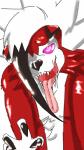 fangs hungry smile sniffing solo teeth tongue harpseal nintendo pokemon akamara canid canine generation_7_pokemon lycanroc mammal midnight_lycanroc pokemon_(species) 2018 9:16 hi_res