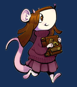 3_toes anthro barefoot book brown_hair clothing feet female hair horn paws plantigrade smile soles solo tail toes toony topwear white_body discount-supervillain demon mammal murid murine rat rodent alpha_channel digital_media_(artwork)