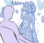 bodily_fluids breasts comic cum cum_in_goo cum_inside cumshot duo ejaculation erection eyes_closed female female_penetrated genital_fluids genitals goo_creature heart_symbol humanoid lemonfont male male/female male_penetrating male_penetrating_female nipples not_furry nude open_mouth orgasm penetration penis sex silhouette sitting translucent translucent_body