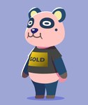 anthro biped blue_body blue_nose chibi clothing male shirt simple_background slightly_chubby solo text text_on_clothing text_on_shirt text_on_topwear topwear kopa_nishikida animal_crossing nintendo chow_(animal_crossing) bear giant_panda mammal 2021