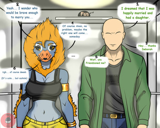 anthro bald blonde_hair blue_body blue_scales bottomwear breasts clothing crop_top denim denim_bottomwear denim_clothing detailed_background dialogue duo elbow_feathers elevator eyelashes feathers female grey_eyes gun hair inside jacket jeans light-skinned_male light_body light_skin male midriff multicolored_body multicolored_scales navel pants profanity ranged_weapon scales shirt text topwear two_tone_body two_tone_scales weapon yellow_bottomwear yellow_clothing yellow_pants dizzy_weas cavemanon_studios snoot_game anon_(snoot_game) deborah_(actor_game) fan_character dinosaur feathered_dinosaur feathered_scalie human mammal prehistoric_species reptile scalie 2024 5:4 artist_name digital_drawing_(artwork) digital_media_(artwork) english_text hi_res watermark