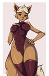 anthro anthrofied clothing costume female looking_at_viewer pokemorph pose smile solo welive nintendo pokemon eevee generation_1_pokemon pokemon_(species) absurd_res hi_res pinup