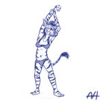 anthro bottomwear bra clothed clothing female looking_aside pants partially_clothed raised_tail simple_background solo stretching stripes tail tail_tuft tuft underwear white_background aleks_howes beastars ellen_(beastars) equid equine mammal zebra 1:1 blue_and_white hi_res monochrome