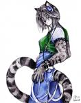 anthro biped blue_bottomwear blue_clothing blue_pants bottomwear clothing electronics female green_clothing green_shirt green_topwear headphones pants shirt simple_background solo tomboy topwear white_background thumbclawz thaylo mammal marsupial thylacoleo vombatiform