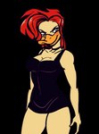 anthro black_clothing black_dress choker clothing dress female hair jewelry necklace red_hair simple_background solo transparent_background anonymous_artist disney mighty_ducks mallory_mcmallard anatid anseriform avian bird dabbling_duck duck 2015 alpha_channel digital_media_(artwork)