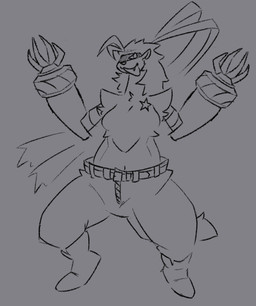 anthro belt boots bottomwear breasts clothing female footwear hair mask mechanical_arm navel open_mouth pants shoes slightly_chubby slightly_chubby_anthro slightly_chubby_female solo star thick_thighs wide_hips zipper wildtehcoyote bandai_namco digimon digimon_(species) mammal wolvermon 2025 digital_media_(artwork) monochrome