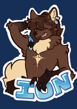 arm_tuft blue_hair brown_body brown_fur brown_hair chest_tuft elbow_tuft eyes_closed fur hair male multiple_piercings neck_tuft piercing ring shoulder_tuft smile tuft wrist_tuft canid canine canis hybrid mammal maned_wolf raccoon_dog tanuki wolf alpha_channel hi_res