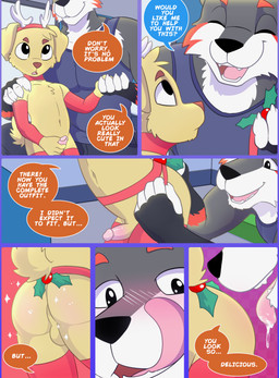 age_difference anthro clothed clothing duo fur grey_body grey_fur male male/male partially_clothed speech_bubble text yellow_body yellow_fur young younger_male smoothlabs absurd_res english_text hi_res