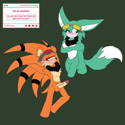 blush duo female male nude someweirdnut sega sonic_the_hedgehog_(series) sonar_the_fennec spike_the_porcupine canid canine fennec_fox fox mammal porcupine rodent true_fox 1:1 hi_res