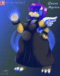 anthro armband blue_shell claws clothing dress female fire hair neckband neckwear queen royalty shell solo spiny_shell_(mario_kart) wings mario_bros mario_kart nintendo mario koopa scalie absurd_res hi_res