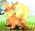 44shio anus blush bodily_fluids breath canid canine eeveelution feces female feral flareon fur generation_1_pokemon genitals mammal nintendo open_mouth pokemon pokemon_(species) pooping pussy scatplay simple_background solo tail