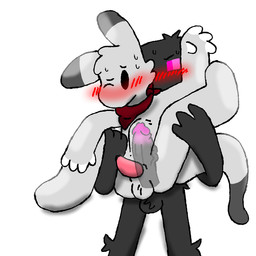 abdominal_bulge anthro blush bodily_fluids carrying_another carrying_partner carrying_position duo internal male male/male sweat x-ray_view mushroomwolf microsoft minecraft mojang rain_world videocult xbox_game_studios enderman slugcat 1:1