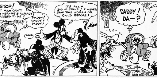 anthro black_tie_(suit) bottomwear clothed clothing crossdressing crossdressing_male dialogue dress eyewear fainted female feral footwear glasses gloves group handwear hat headgear headwear high_heels male open_mouth pants running shoes standing suit tail text whiskers earl_duvall floyd_gottfredson disney public_domain marcus_mouse mickey_mouse minnie_mouse mister_slicker avian bird bovid canid canine canis caprine domestic_dog goat mammal mouse murid murine parrot rodent 1930 20th_century absurd_res ancient_art black_and_white comic dated english_text hi_res long_image monochrome signature wide_image