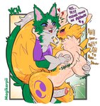 anthro big_breasts blush bodily_fluids breasts cum duo ejaculation erection female genital_fluids genitals male male/female nipples nude orgasm penis sex simple_background text magikarpii bandai_namco digimon canid digimon_(species) domestic_cat felid feline felis mammal renamon absurd_res adobe_photoshop_(artwork) digital_media_(artwork) hi_res