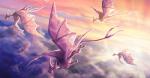 day detailed_background feral flying group horn membrane_(anatomy) membranous_wings outside tail wings suzidragonlady mythology dragon mythological_creature mythological_scalie scalie digital_media_(artwork) hi_res