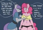 2015 absurd_res anthro breasts cleavage clothed clothing duo earth_pony english_text equid equine female friendship_is_magic hasbro hi_res horse hugtastic_pinkie_pie mammal maud_pie_(mlp) midriff my_little_pony navel panties pinkie_pie_(mlp) pony somescrub text underwear
