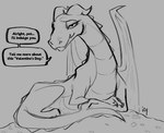 dialogue female feral half-closed_eyes holidays horn looking_at_viewer narrowed_eyes resting smile solo talking_feral text wings iseenudepeople mythology valentine's_day queen_shynssal_(kuzurus) dragon mythological_creature mythological_scalie scalie 2025 english_text greyscale hi_res monochrome