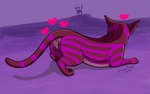 duo female feral fur heart_symbol male male/female pink_body pink_fur purple_body purple_fur simple_background striped_body striped_fur stripes insaneproxy_(artist) domestic_cat felid feline felis mammal hi_res