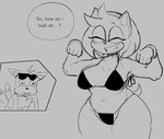 anthro beach bikini clothing duo erection eyewear eyewear_on_head female male male/female speech_bubble sunglasses sunglasses_on_head swimming_trunks swimwear tenting text two-piece_swimsuit painishere.jpg sega sonic_the_hedgehog_(series) tails_gets_trolled amy_rose miles_prower canid canine eulipotyphlan fox hedgehog mammal hi_res monochrome