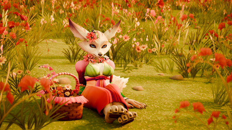 accessory anthro breasts clothed clothing dress female female_anthro flower flower_in_hair hair hair_accessory looking_at_viewer medium_breasts outside pawpads plant solo text perromalo blizzard_entertainment warcraft canid mammal vulpera 16:9 3d_(artwork) digital_media_(artwork) english_text hi_res widescreen