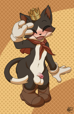 anthro balls big_balls big_balls_small_penis blush bodily_fluids crown disproportionate_genitalia foreskin fur genital_fluids genitals headgear humanoid_genitalia humanoid_penis male male_anthro nude open_mouth penis precum simple_background small_penis solo tail wide_hipped_anthro wide_hipped_male nutty_bo celtic_mythology european_mythology final_fantasy final_fantasy_vii mythology square_enix cait_sith_(ff7) cat-sith domestic_cat felid feline felis mammal absurd_res hi_res