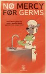 anthro bubble female machine poster poster_template red_background red_cross simple_background solo text washing_hands scifer mercie bovid caprine mammal robot sheep english_text hi_res