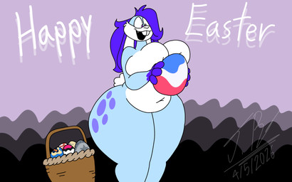 anthro basket belly big_belly big_breasts blue_body boob_press breast_squish breasts buckteeth container convenient_censorship covering covering_breasts covering_self curvy_figure deep_navel easter_egg egg female fur hair holidays huge_breasts long_ears navel nude open_mouth overweight overweight_anthro overweight_female simple_background smile solo squish tail teeth thick_thighs voluptuous voluptuous_anthro voluptuous_female wide_hips jayme_universe easter alexoul lagomorph leporid mammal rabbit digital_media_(artwork) hi_res