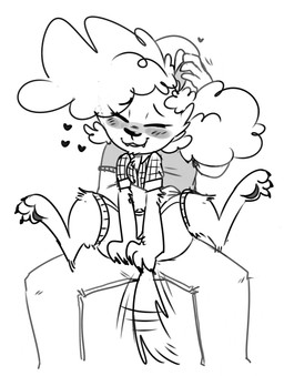 anthro blush breasts clothed clothing digitigrade duo female heart_symbol male pawpads petting small_breasts spread_legs spreading thick_thighs wide_hips mhdrawin ghoul_school hanna-barbera mythology scooby-doo_(series) anon winnie_werewolf_(ghoul_school) canid canine human mammal mythological_canine mythological_creature werecanid werecanine werecreature werewolf monochrome