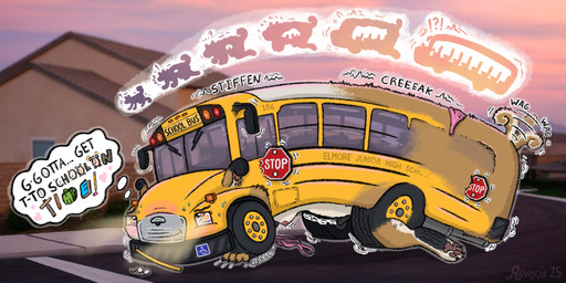anthro blush bus commercial_vehicle female inanimate_transformation mental_transformation neighborhood nude public public_nudity school_bus solo tail tail_motion tailwag tire transformation transformation_sequence vehicle vehicle_transformation icaron canid canine canis domestic_dog mammal shiba_inu spitz hi_res