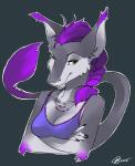 anthro breasts clothed clothing crossed_arms female hair looking_at_viewer solo tail furlana storm_(stormblazer) sergal 2015 digital_media_(artwork) shaded