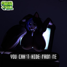 anthro big_breasts blue_hair bone breasts brown_body brown_fur brown_hair coming_out_of_tv creepy dark ear_tuft electronics female fluffy fluffy_tail fur glowing glowing_eyes hair looking_at_viewer night nipples pink_body pink_fur pupils skull skull_head small_pupils solo static tail television text tongue tongue_out tuft dunciflipz_(artist) zoidrawzaton_(modeler) mal0vent scp_foundation scp-1471-a scp-1471-a_(mal0vent) canid canine malo mammal 1:1 3d_(artwork) digital_media_(artwork) english_text film_grain hi_res watermark