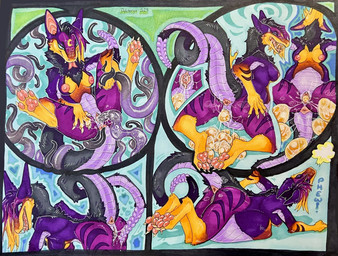 anthro belly big_belly bodily_fluids breasts consentacles egg egg_from_vagina egg_insertion eggnant female genital_fluids genitals huge_belly hyper hyper_belly hyper_pregnancy oviposition ovipositor pawpads paws penetration pregnant pregnant_anthro pregnant_female rattle_(anatomy) sex snake_dog solo swollen_belly tentacle_in_vagina tentacle_ovipositor tentacle_penetration tentacle_sex tentacles vaginal vaginal_fluids vaginal_penetration vulva dyloteryx fallout microsoft canid canine hybrid mammal night_stalker_(fallout) pit_viper rattlesnake reptile scalie snake viper colored hi_res marker_(artwork) traditional_media_(artwork)