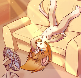 3_toes 4_fingers anthro blue_eyes brown_hair casual_nudity chest_tuft detailed_background electric_fan feet female fingers flat_chested fur furniture genitals hair indoor_nudity inside light light_beam lying navel nipples nude nude_anthro nude_female on_back on_sofa open_mouth oscillating_fan pink_tail round_ears sofa solo tail tan_body tan_fur thin_tail toes tuft vulva young young_anthro young_female bunirona mammal mouse murid murine rodent 2026 colored digital_drawing_(artwork) digital_media_(artwork) full-length_portrait hi_res portrait shaded