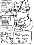 after_sex andromorph bottomless clothed clothing confusion cuddling dialogue duo intersex male mastectomy_scar partially_clothed scar shirt shirt_only topwear topwear_only qwaxi~lixard canid canine canis felid lion mammal pantherine wolf 3:4 black_and_white comic monochrome sketch male_(lore) trans_(lore)