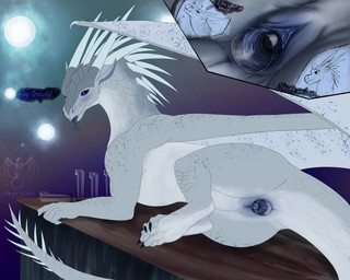 anus blep blue_eyes butt claws crown dialogue duo faux_gaping female female_feral feral finger_claws gaping gaping_vagina genitals glass head_spikes headgear horn improvised_dildo improvised_sex_toy long_neck long_tail masturbation membrane_(anatomy) membranous_wings object_in_pussy paws penetration presenting presenting_vulva snout spiked_tail spikes spikes_(anatomy) tail text toe_claws tongue tongue_out vaginal vaginal_masturbation vaginal_penetration vulva wings gray-scales mythology wings_of_fire lynx_(wof) snowfall_(wof) dragon icewing_(wof) mythological_creature mythological_scalie scalie absurd_res english_text hi_res