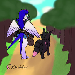 ambiguous_gender anthro black_body black_fur duo eyewear feathers female feral fur glasses outside white_body white_feathers doesnotexist xujintsguardian the_zephyrian_legacy lunious silverwing_swallow avian bird canid canine fox hirundinid lunar_fox mammal oscine passerine swallow_(bird) 1:1 absurd_res hi_res