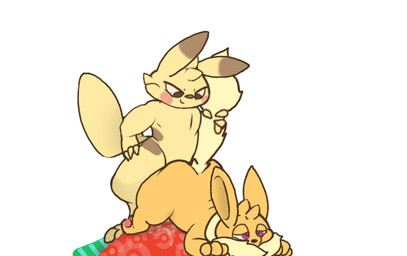 anal anal_penetration anthro ass_up barely_visible_genitalia barely_visible_penis bodily_fluids bouncing_butt brown_body brown_butt brown_ears brown_fur butt cross-eyed cum duo electricity electrogenesis electrostimulation feral from_behind_position fur genital_fluids genitals glowing half-closed_eyes leaking_cum long_ears lying male male/male male_penetrated male_penetrating male_penetrating_male narrowed_eyes onomatopoeia penetration penile penile_penetration penis penis_in_ass sex simple_background slightly_chubby slightly_chubby_anthro slightly_chubby_male sound_effects sploot tail tail_grab text white_background yellow_body yellow_ears yellow_fur yellow_tail boxofmonsters nintendo pokemon canid canine eevee fox generation_1_pokemon lagomorph leporid mammal pikachu pokemon_(species) rabbit rodent 2d_animation animated frame_by_frame loop
