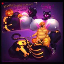 all_fours anthro big_breasts big_butt bodily_fluids breast_play breasts butt camera_hud camera_view cum cum_in_mouth cum_inside cum_on_face cumshot dialogue ejaculation exclamation_point female finger_in_mouth food fruit genital_fluids group handjob heart_symbol huge_breasts huge_butt larger_female leg_grab male male/female masturbation overweight overweight_female penile plant posing_for_picture pumpkin sex size_difference smaller_male smothering submissive submissive_male text tongue tongue_out trio pepperpkmon88 epic_games fortnite raven_team_leader rye_owl_(character) spice_(fortnite) avian bear bird domestic_cat felid feline felis mammal owl 1:1 2025 absurd_res dated english_text hi_res