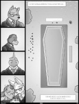 anthro avian canid canine coffin comic dnapalmhead eyewear female funeral glasses greyscale group macro male mammal monochrome